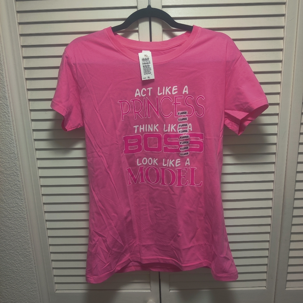 Women's pink short sleeve T-shirt XL